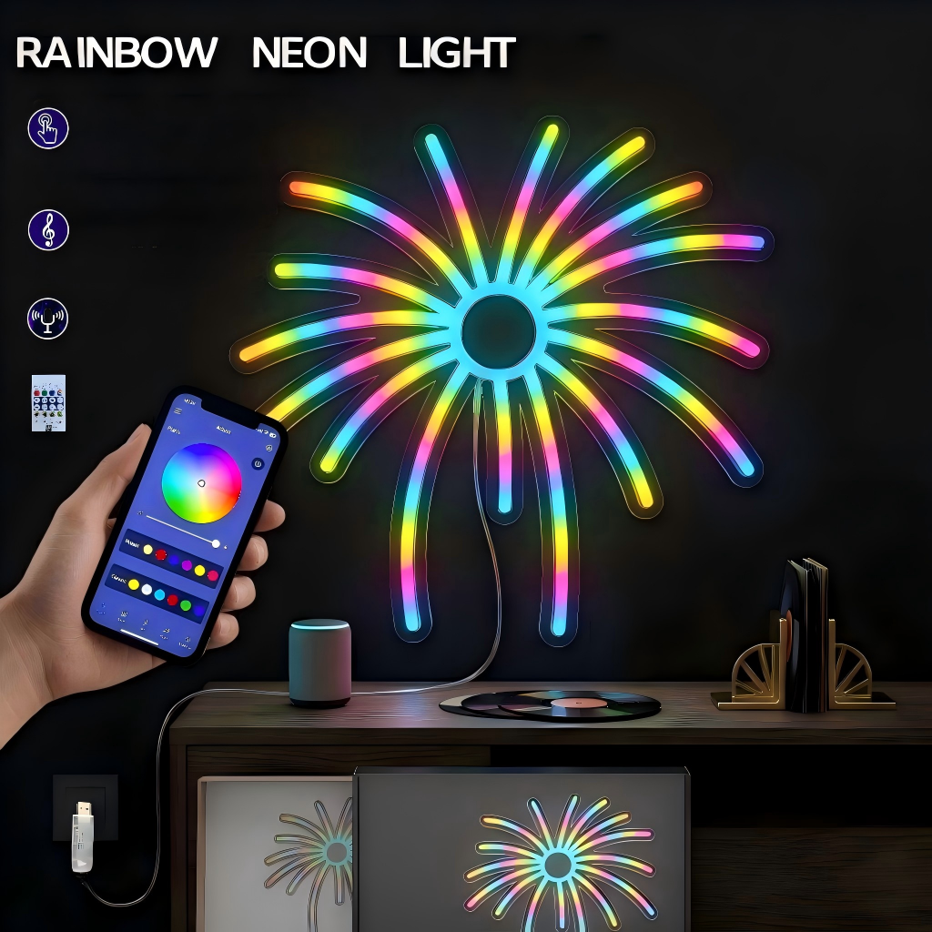 Outdoor Power For Xmas Lights - RGB Fireworks Neon Sign LED Light