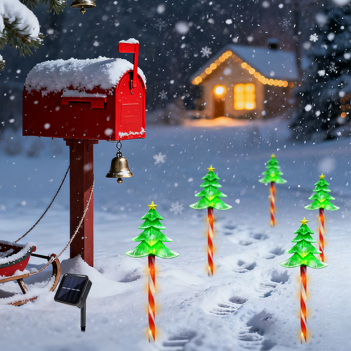 Outdoor Power For Xmas Lights - Pop 5pcs/set LED Xmas Tree Decorative