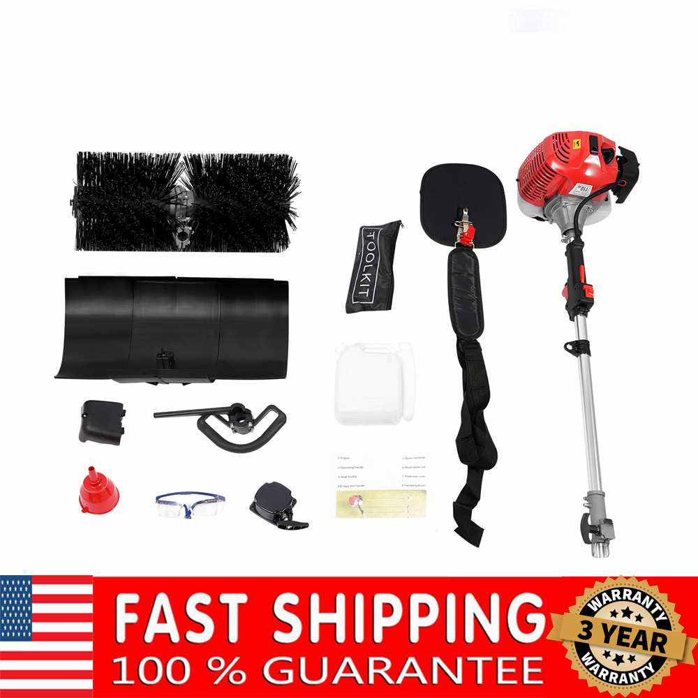 Outdoor Power Brush - 52CC Gas Hand Held Sweeper, 2-Stroke