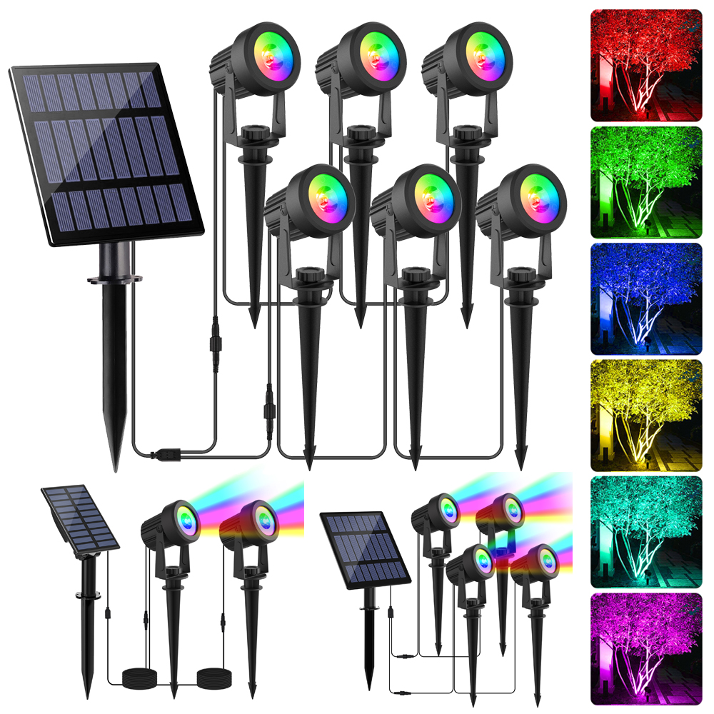 Outdoor Power For Christmas Lights - 1/2/4/6 Lights RGB Solar Spotlight IP65