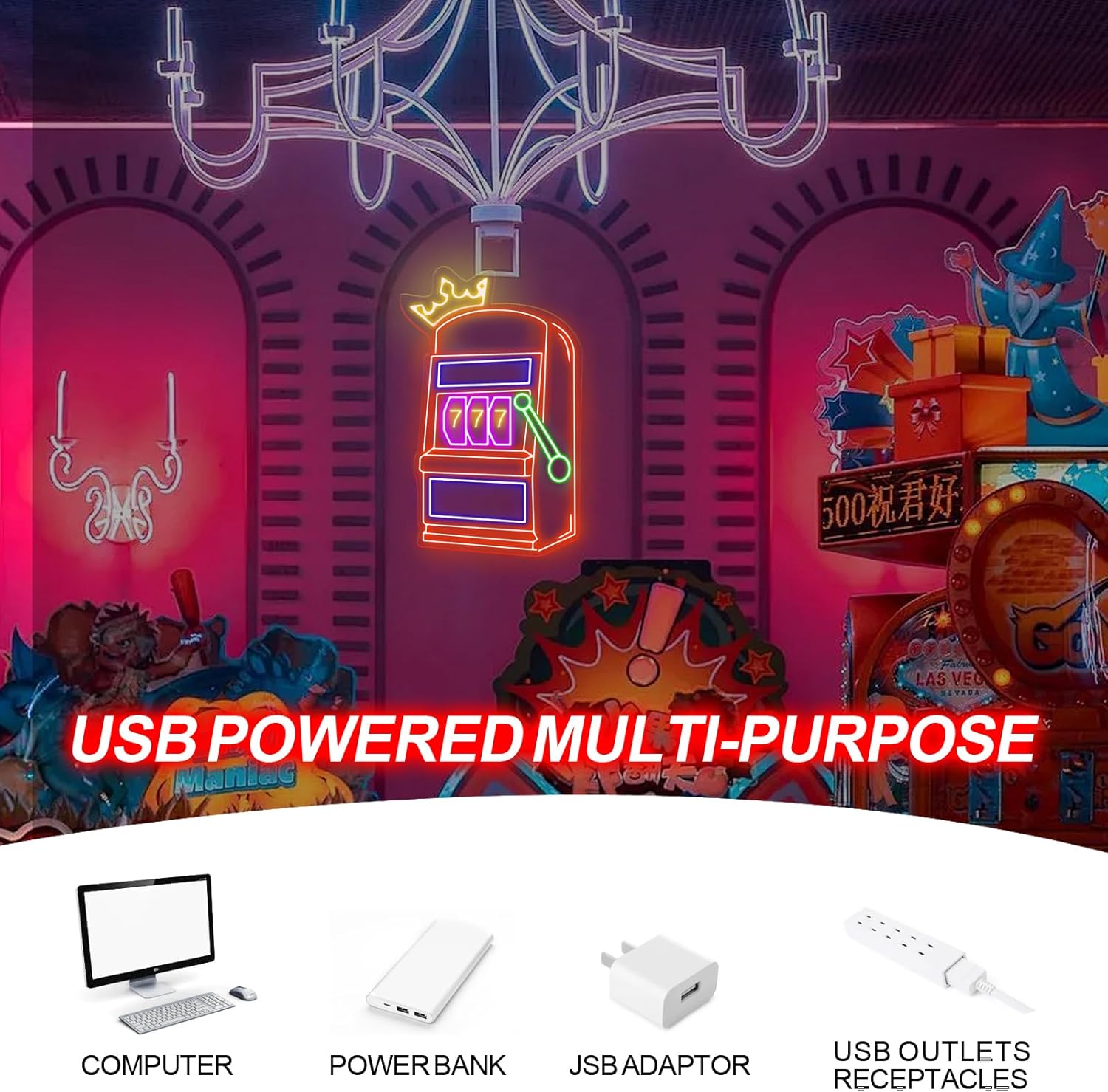 Slot Machine Neon Sign Game Ic - Outdoor Power Garage incelemesi ve fiyatı