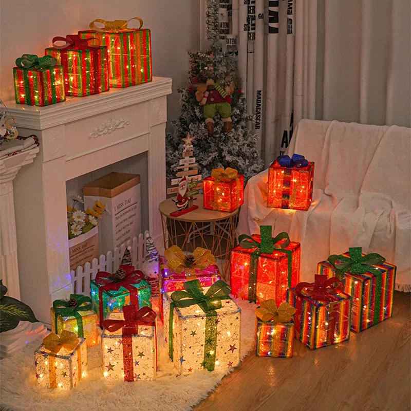 3Pcs/Set LED Christmas Gift Bo - Outdoor Power For Xmas Lights incelemesi ve fiyatı