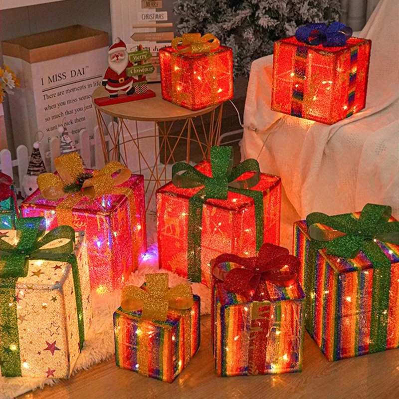 3Pcs/Set LED Christmas Gift Bo - Outdoor Power For Xmas Lights incelemesi ve fiyatı