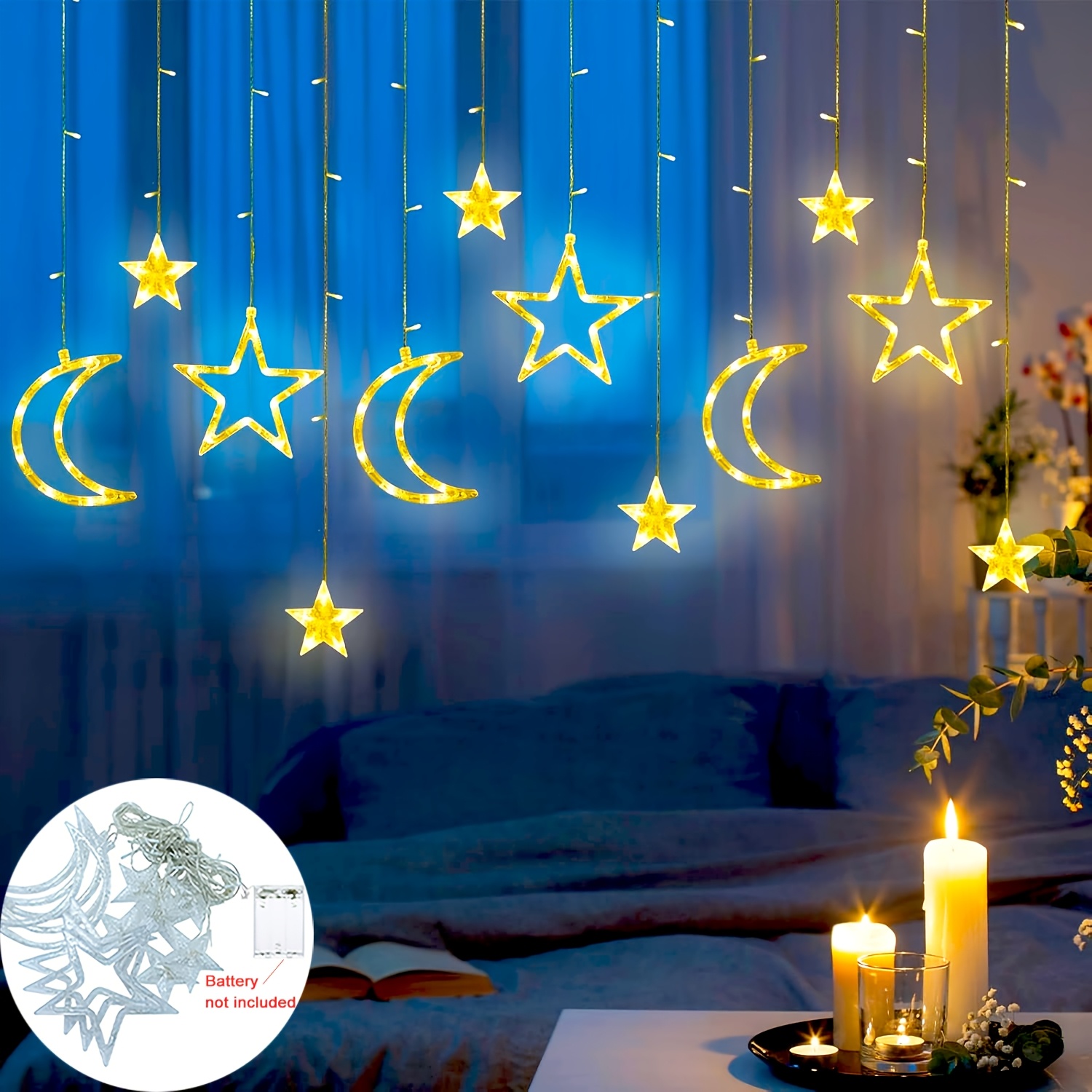 3.5m Star Moon LED Curtain Str - Outdoor Power For Xmas Lights incelemesi ve fiyatı