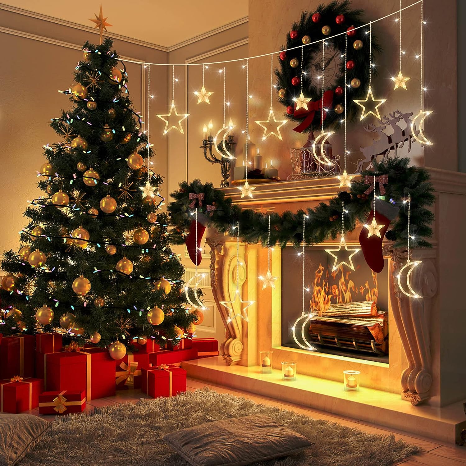 3.5m Star Moon LED Curtain Str - Outdoor Power For Xmas Lights incelemesi ve fiyatı