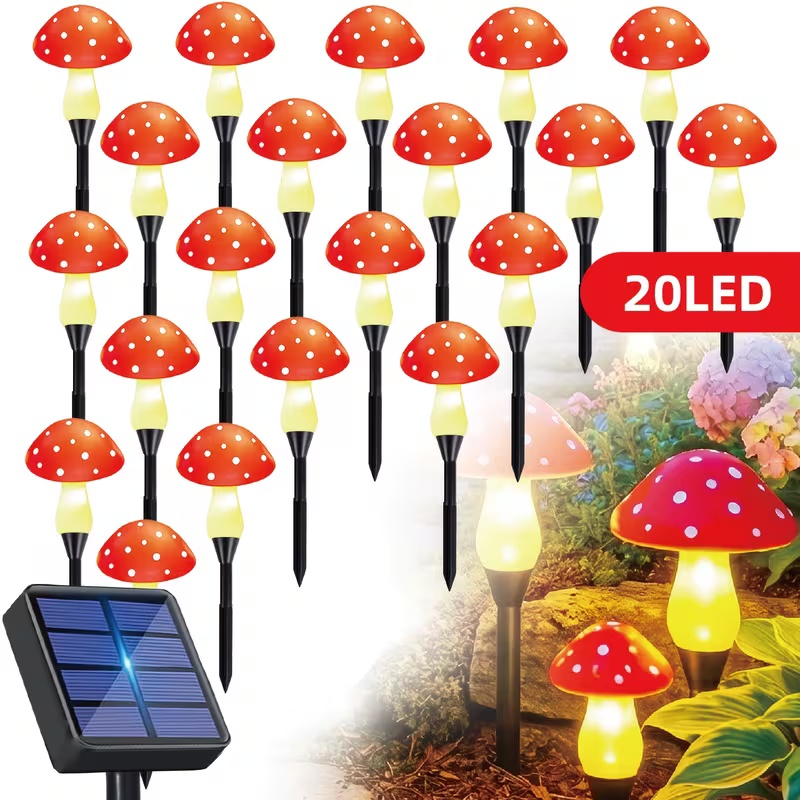Solar-Powered LED Mushroom Lig - Outdoor Power For Christmas Lights incelemesi ve fiyatı