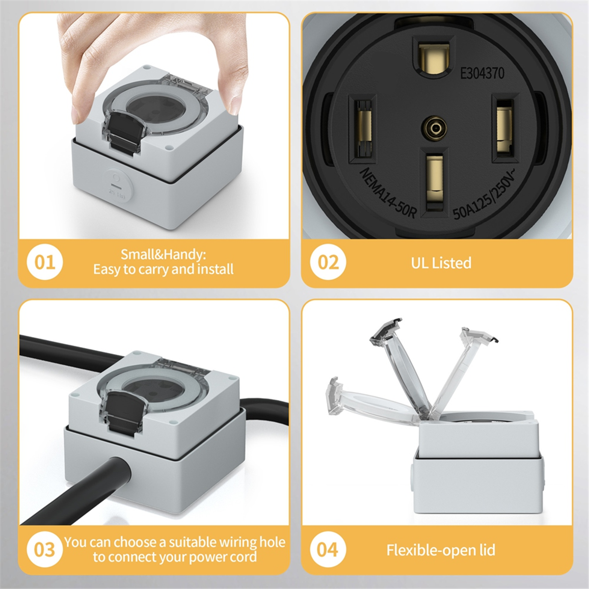 AT16 50Amp Power Outlet Box,12 - Outdoor Power Receptacle Box incelemesi ve fiyatı