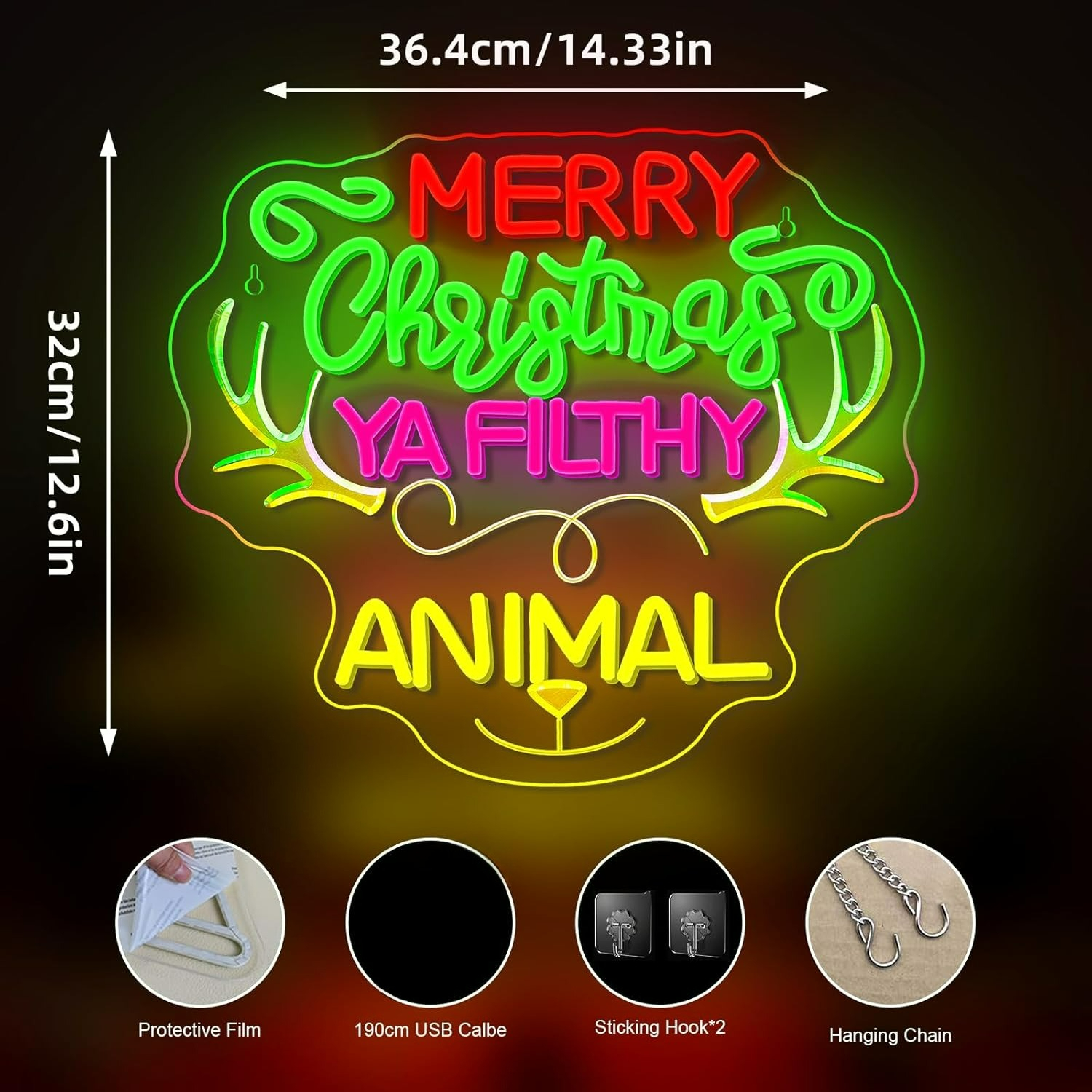 Reindeer Christmas Neon Sign U - Outdoor Power For Xmas Lights incelemesi ve fiyatı