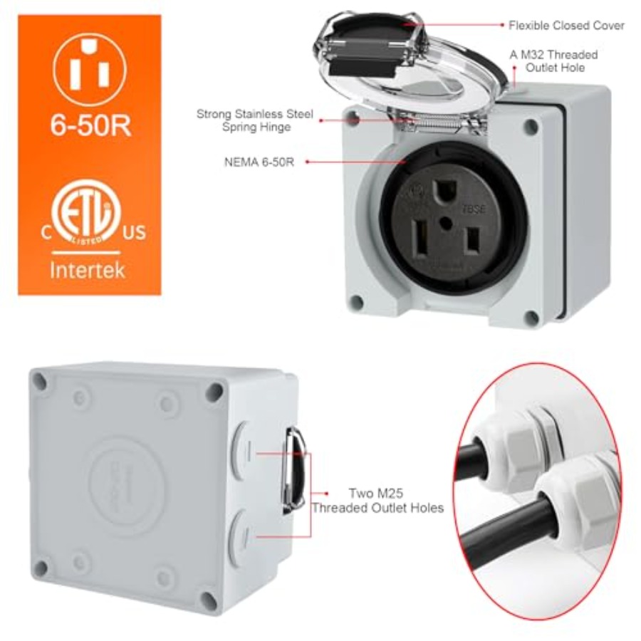 50 Amp Power Outlet Box, NEMA  - Outdoor Power Receptacle Box incelemesi ve fiyatı
