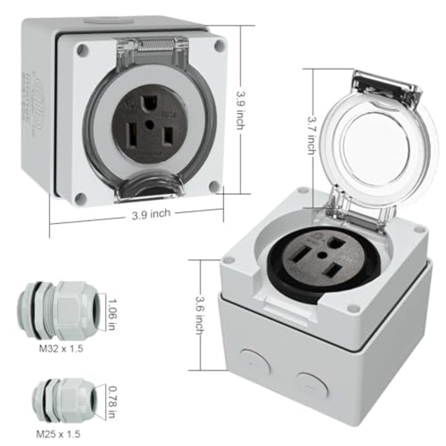 50 Amp Power Outlet Box, NEMA  - Outdoor Power Receptacle Box incelemesi ve fiyatı